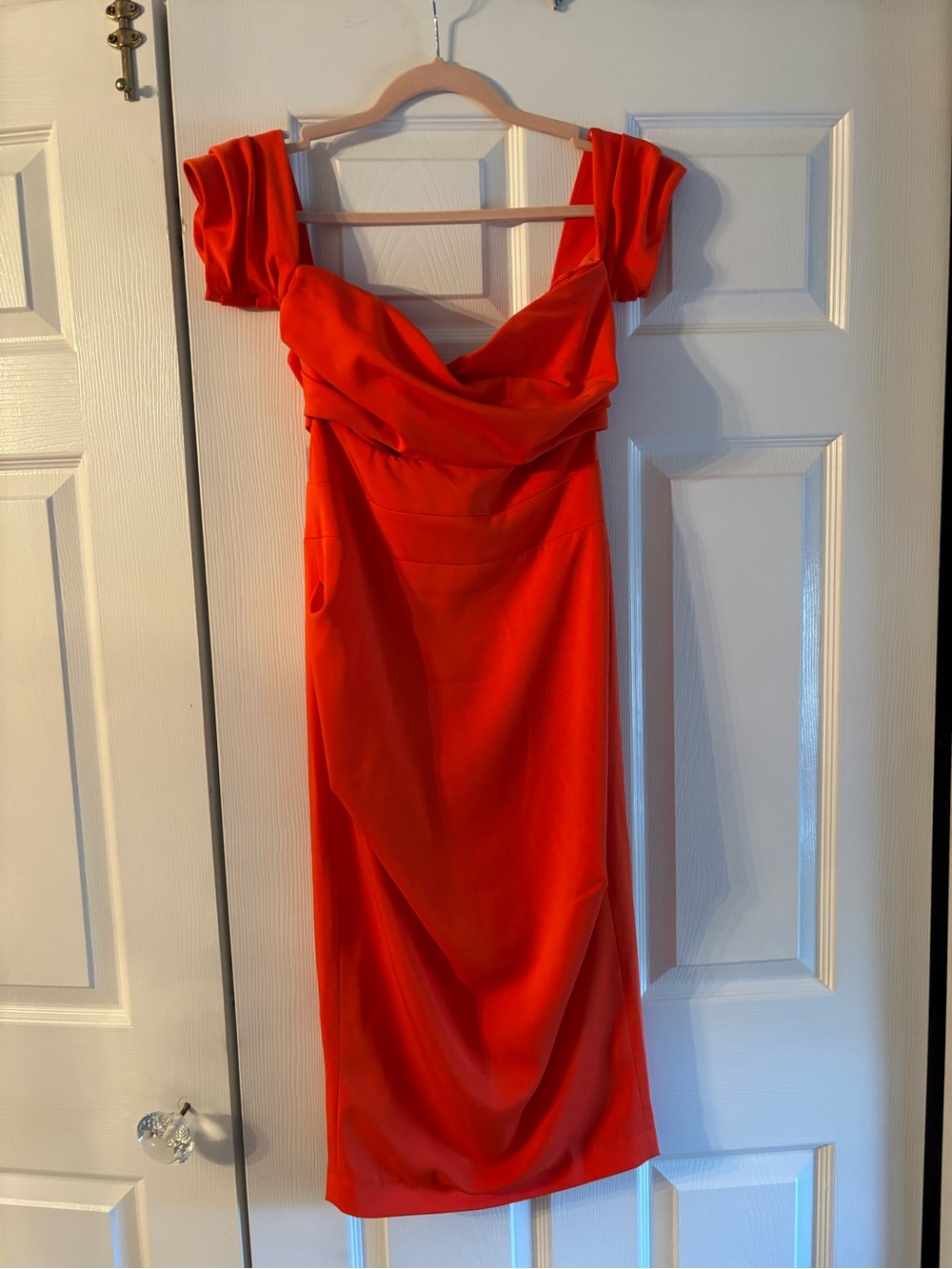 House of CB Vibrant Red Draped Midi Dress